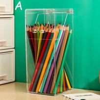 1 Acrylic Pen Holder Makeup Brush Holder Pencil Organizer Clear Stationery Storage Box Makeup Organizer with Lid Dust-proof Case