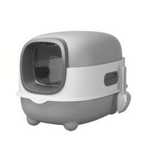 1 Cat Toilet, Cat Litter Tray, Outdoor Household, Leak Proof, Fully Enclosed, Three-layer Garbage Bin, Foldable, Large Space pilka spalva