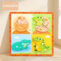 Montessori 3D Wooden Animal Hatch Growth Puzzle Toddler Hand-Eye Coordination Logic Training Colorful Jigsaw Puzzle for Toddlers