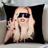 1Pc Lady Gaga Pop Star Pillow Cover, Polyester 2-Sided Print, Iconic Musician Portrait Cushion, Fan Gift For Music Lovers Home D Peach skin 18*18(CM)-1Pcs