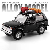 1:24 Rezvani Motors Lada Niva Miniature Model Alloy Diecast Car Toys Four Wheel Suspension Sound Light Pull Back Vehice Kid Gift