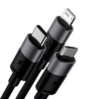 Baseus StarSpeed 3-in-1 Fast Charging Cable USB-A to USB-C/Lightning/Micro USB, 3.5A, 1.2m / Black
