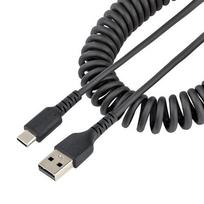 StarTech.com 20in (50cm) USB A to C Charging Cable, Coiled Heavy Duty Fast Charge  AND  Sync, High Quality USB 2.0 A to USB Type-C Cable, Rugged Aramid Fiber, Durable Male to Male USB Cable