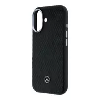 Mercedes PU Leather Semi-Wrap phone case with MagSafe support for iPhone 17, black