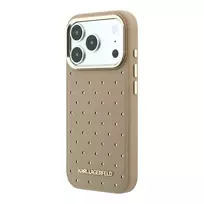 Karl Lagerfeld PU Perforated Gold Dots phone case with MagSafe support for iPhone 17 Pro Max, beige