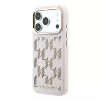 Karl Lagerfeld PU Perforated Monogram phone case with MagSafe support for iPhone 17 Pro Max, pink
