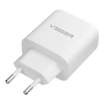 VEGER Phone charger USB-A + Type-C PD QC3.0 3.25A 65W + USB-C to USB-C cable TR67 white