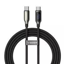 VEGER CC1-XHJ data transfer and charging cable | USB-C to USB-C | PD | 100W | with LED display | 1.5m | black