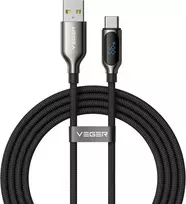 VEGER AC1-XHJ data transfer and charging cable | USB-A to USB-C | PD | 66W | with LED display | 1.2m | black