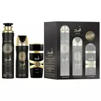 Lattafa Perfumes Asad Gift Set EDP 100 ml, Deospray 200 ml and Air Freshener 300 ml 100ml