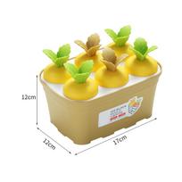 Hot Selling Creative Cute Carrot shaped 6 grids Ice Cream Ice grid Healthy No Odor Easy Cleaning DIY Popsicle Making Mold geltona