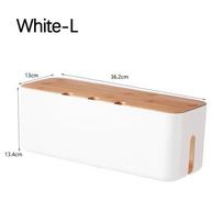 Bamboo Cable Management Box for Desk Power Strip Organizer Hide Wires Computer Office Cord Storage Solution