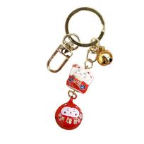 Backpack Charms Maneki Neko Key Chain Zinc Zinc Alloy Lucky Cat Pendant Unique Cartoon Key Charm  Gift raudona