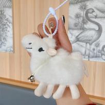 Fluffy Plush Camel Keychain Cute Soft Cartoon Animal Pendant Durable Decor for Handbag Backpack Halloween Gifts one size balta