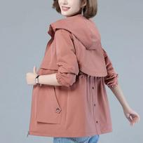 Women's Windbreaker Jackets New Autumn Jacket Famale Hooded Jacket Casual Basic Coat Loose Zipper Lightweight Outerwear Oversize 2XL rožinė