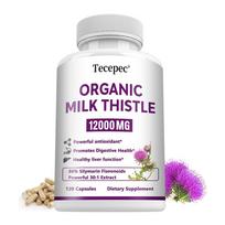 Organic Milk Thistle 12000mg, Premium Silymarin Flavonoids 80% Capsules, Powerful 30:1 Seed Extract for Liver Support & Digestive Health 120PCS