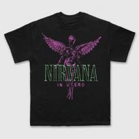 Nirvana Carbon TShirt In Utero Purple Angel Black OFFICIAL NEW XL