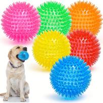 Squeaky Spiky Dog Toy Ball 2 Pack Durable Molar Chew Toy For Small Medium Large Dogs 6pcs įvairiaspalvis