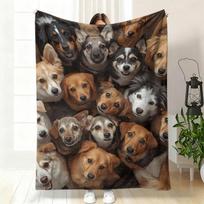 Soft Flannel Blanket Cute Shiba Inu Pattern Throw Blanket For Couch Bedroom Office Nap Warm And Cozy Cover Blanket For Home Use 70x100cm