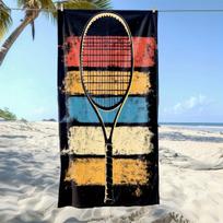 Tennis Racket Print Extra Large Beach Towel Microfiber Quick Dry Sand Free For Pool Yoga Travel 50X100cm