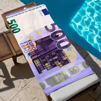 500 Euro Banknote Pattern Beach Towel, Modern European Design Quick Dry Soft For Travel Gym Sauna Spa Shower Camping Pool 40x60cm