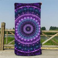 1 Purple Mandala Printed Ultra Large Microfiber Beach Towel - Soft, Lightweight, Portable, With Good Water Absorption 40x60cm