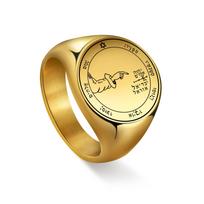 Dawapara Seal of Solomon Rings for Men Talisman Amulet Punk Ring Golden Stainless Steel Jewelry 9