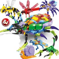 6ni1 Insect Animals Figures Mini Bee snail Dragonfly Building Blocks Toy 3D Constructor Bricks For Kids Boys Gift Toy black