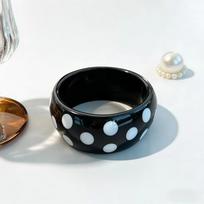 Polka Dot Spotted Bangle European Style Women's Bangle Retro Round Bracelet  Women juoda