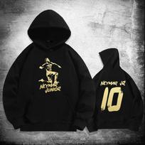Football Sports Neymar No. 10 Hooded Sweater Boys and Girls Young Students Trend Brand Loose Shoulder Long Sleeve Jacket 150XXS