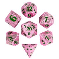 Glossy Plated DND Dice Set New Style Electroplated Resin Polyhedral Dices for Dungeons & Dragons Pathfinder Role Playing Games rožinė