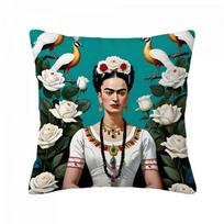 1Pc Frida Kahlo Art Pillow Cover, Polyester 2D Double-Sided Print, Mexican Artist & Famous Art Mashup, Art Lover Home & Car Deco Peach skin 18*18(CM)-1Pcs