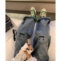 FiveFive Cute Jeans Women High Waist Straight Baggy Pants Streetwear Harajuku Vintage Casual Female Denim Trouser Korean Style XXL mėlyna