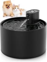 Automatic Ceramic Cat Water Fountain, 2.3L Cordless Pet Water Dispenser with Temperature Water Level Display, 3 Drinking Modes juoda