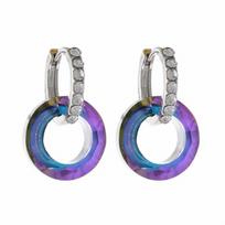 Light Luxury Double Ring Earrings Simple Fashion Gradient Iridescent Ear Jewelry Zircon Personality Minimalist Crystal Earrings sidabras