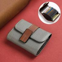 Pebbled PU Leather Card Holder Multiple Card Slots Secure Buckle Closure Lightweight Mini Wallet for Outdoor Hiking Trips one size pilka spalva