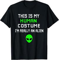 Halloween Funny Tshirt This Is My Huunisex Costume Im Really An Alien Tshirt Unisex Style For Unisex Clothing Cotton Printed Tshirt S