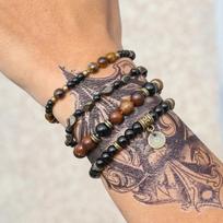 Mens Beaded Bracelet Set 4Pcs Hematite Onyx Tiger Eye Vintage Minimalist Fashion Wrist for Graduation 4PCS