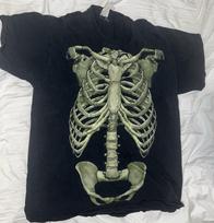 Vintage Y2K Skeleton Halloween Costume Fashion Bones Shirt S gray