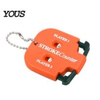 Golf Game Score Tracker Portable Counter Clicker, 2 Player Stroke Scorer Indicator, Mini Square Keeper for Training Competitions & Games with Chain tamsiai oranžinės spalvos