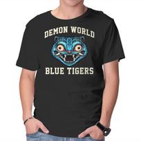 Unisex Crew Neck T-Shirt Demon World Blue Tigers Graphic Short Sleeve Casual Tee XXL