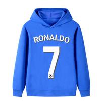 Rudens Žiemos CR7 Spausdintas 3-12 m. Vaikų Su Gobtuvu Džemperis Laisvalaikio Patogus Ilgomis Rankovėmis Sportinis Džemperis Berniukams ir Mergaitėms 100 blue