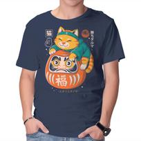 Unisex Crew Neck T-Shirt Neko Daruma Hug Graphic Short Sleeve Casual Tee S