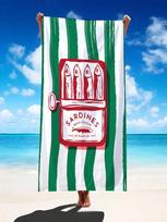 1Pc Retro Sardine Can Print Quick Dry Lightweight Breathable Comfortable Beach Towel For Summer Pool And Outdoor Activities 50x100cm