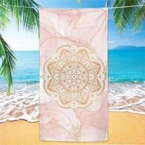 Pink And Gold Marble Mandala Beach Towel, Quick Dry Sand‑Free Microfiber Towel For Summer Beach Pool Travel Camping 50x100cm