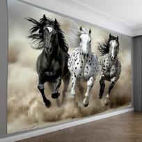 Trippy Horse Tapestry Wall Hanging, Black And White Spotted Horses Running, Dynamic Animal Art Decor For Living Room Bedroom 70x100cm28x39in