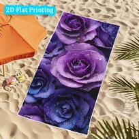 Luxurious Purple Rose Floral Print Beach Towel Summer Vacation Mat Tropical Beach Decor Home Decor Gift For Women Ladies 50x100cm(20x40in)