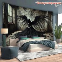 Gothic Fallen Angel Wall Hanging Tapestry, Dark Occult Symbol Art Decor Fabric, Unique Mysterious Ornament For Home Room 70x100CM