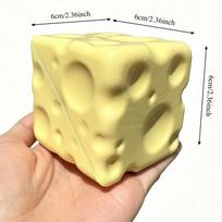 6cm Cheese Cube Stress Ball Squishy Toy Simulated Cheese Slow Rising Fidget Toy ASMR Sensory Anti-Stress for Friends Gift