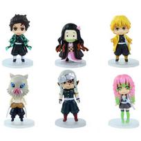 Hot Anime Demon Slayer Figure Nezuko Tanjirou Zenitsu Inosuke Kyoujurou Giyuu Kawaii Qposket PVC Model Toys Gift